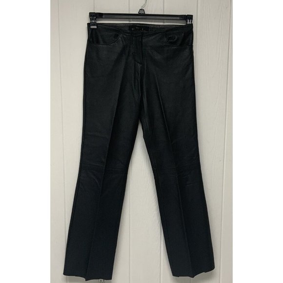 Santa Fe women's 100% leather pants black lined straight size 6 - Picture 6 of 10